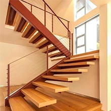 double keel house steel staircase&modern steel wood straight staircase design 
