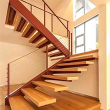 double keel house steel staircase&modern steel wood straight staircase design 