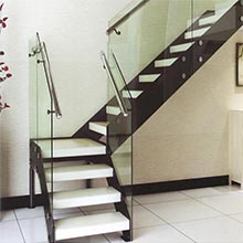  Hot sale indoor wrought iron or stainless steel glass straight staircase 