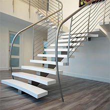  Modern Design Straight Glass Staircase with Solid Oak Staircase Tread 