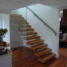 Glass Balustrade Floating Wood Staircase Design