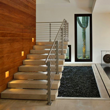 Straight Mild Steel Wood Modern Floating Staircase