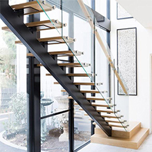 High quality straight stairs design stainless steel railings indoor staircase for sale 