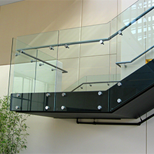 Home staircase decoration wall mounted railing with glass standoff hardware 