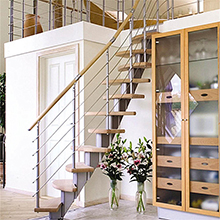 Modern Mild Steel Curved Staircase With Customized Rod Railing