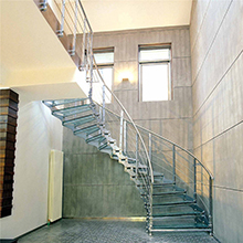 Indoor used iron stair curved staircase with rod balustrade