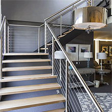 Indoor used steel wood straight staircase design 