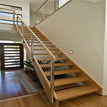 interior side plate double stringer wood step glass straight stairs L shape staircase 