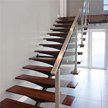  Indoor customized size prefab double stringer straight stainless steel glass staircase 