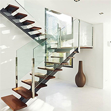Glass marble staircase straight design with closed tread 