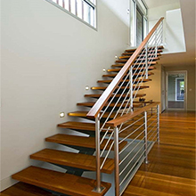  modern single stringer straight steel staircase with solid wood tread 