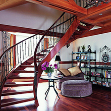 Solid wood design steel cureved staircase