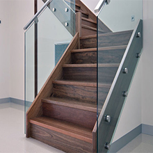 Commercial Indoor Curved Staircase with Standoff Glass Railing Fence 