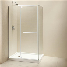 Decorative bubble pattern sliding glass shower door