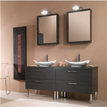 Modern Double Sink High Gloss Black Finish Marble Matt White Bathroom Vanity