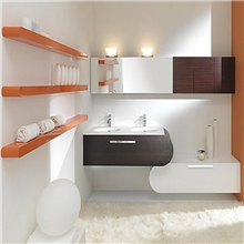 Modern Wall Mounted Bathroom Vanity / Double Sink Bathroom Cabinets