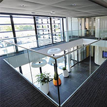 Aluminum U channel frameless glass railing 