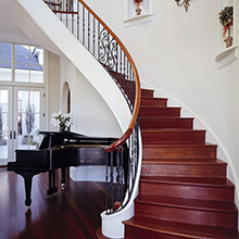 Luxury drawing room solid wood tread curved stairs