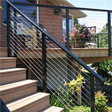 Exterior balcony stainless steel cable wire railing products with wood top handrail