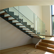 Straight Staircase Steel Glass Combination Staircase for Modern Style 