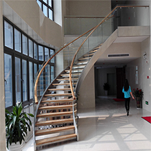 Simple Stainless Steel Design for Curved Staircase/Glass Railing/Wooden Treads 