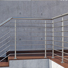 wood handrail stainless steel rod railing for staircase design