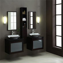 TAH-002 modern free standing double sink solid wood bathroom vanity with countertop