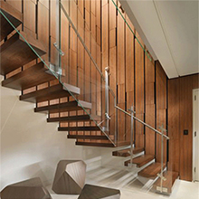 Indoor or outdoor stainless steel metal stairs with glass straight staircase design