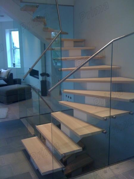 J Prima design glass staircase carbon steel staircase