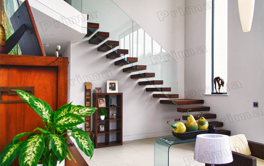 J fancy straight staircase rod bar railing staircase 