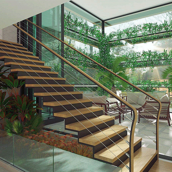 J Customized high quality fancy central beam staircase 