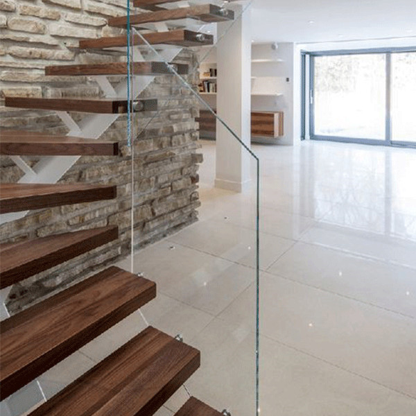 J  modern custom stairs glass railing 