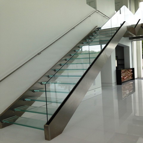 J  U channel glass railing Staircase home straight staircase  