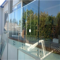 wood staircase frameless glass balustrades with standoff fitting 