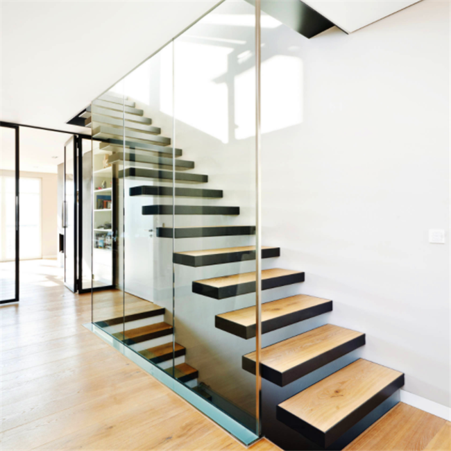 J-Popular solid wood stair floating staircase with Glass AS/NZS certificate 
