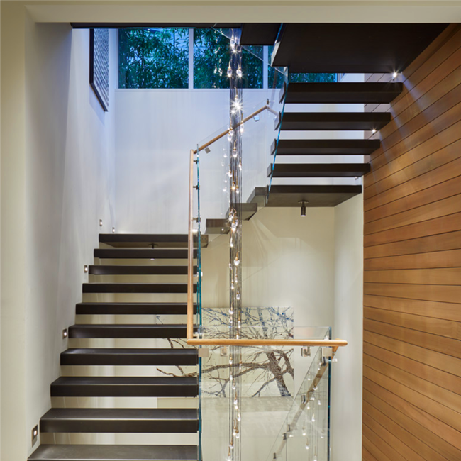 J-Wood Tread and Glass Railing staircase home design stairs