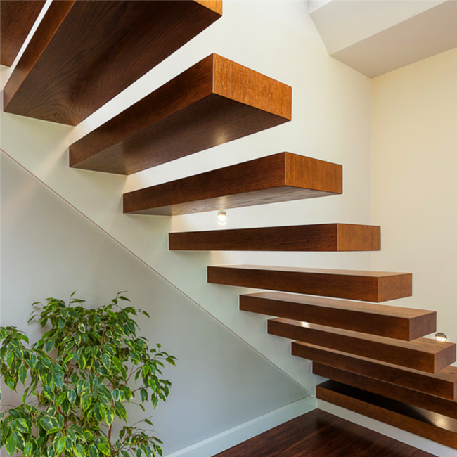 J-Modern Wooden Staircase Floating Straight Stairs Customized 