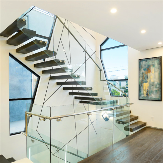 J- Livingroom LED Floating Glass Staircase 