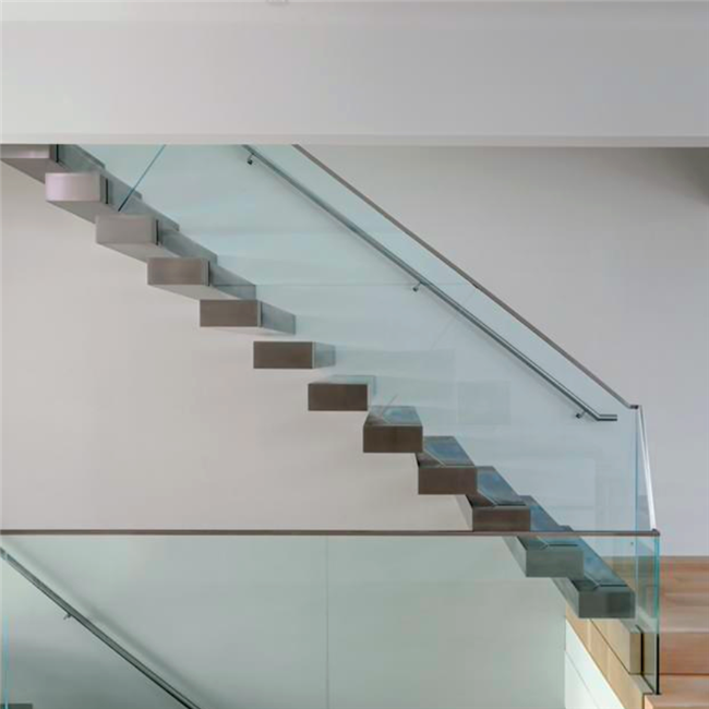 J-Clear tempered glass floating staircase