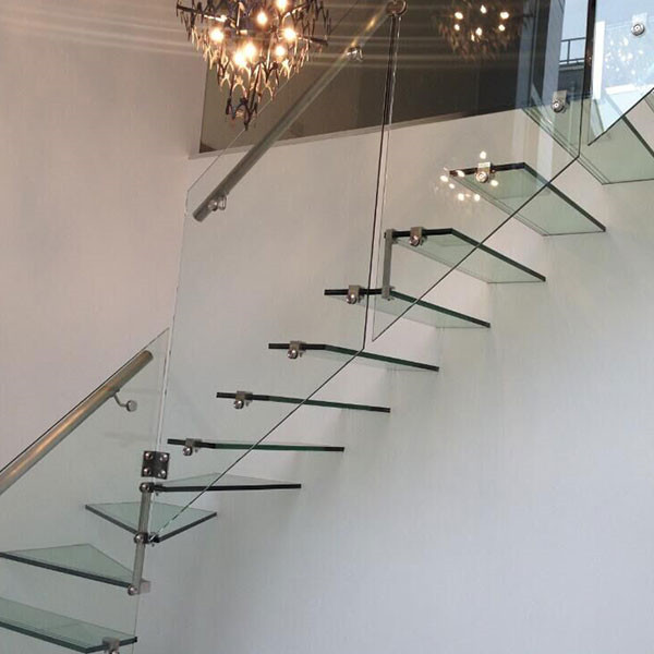 J-Interior house glass floating staircase