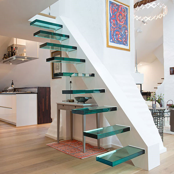 J- timber wood glass staircase fashional style hot sale 