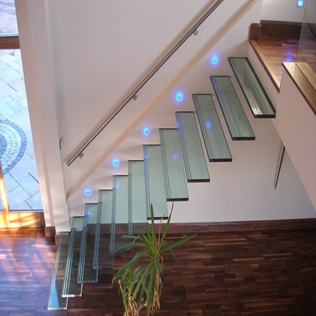 J-Modern Loft Laminated Glass Floating Stairs Price 