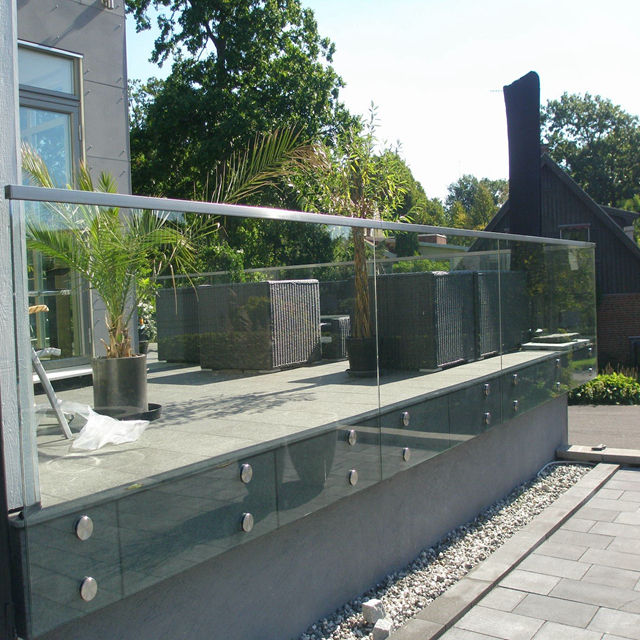S-Morden design frameless balcony glass standoff railing