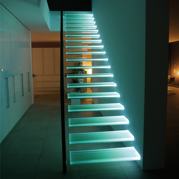 J-Vogue Livingroom LED Floating Glass Staircase 