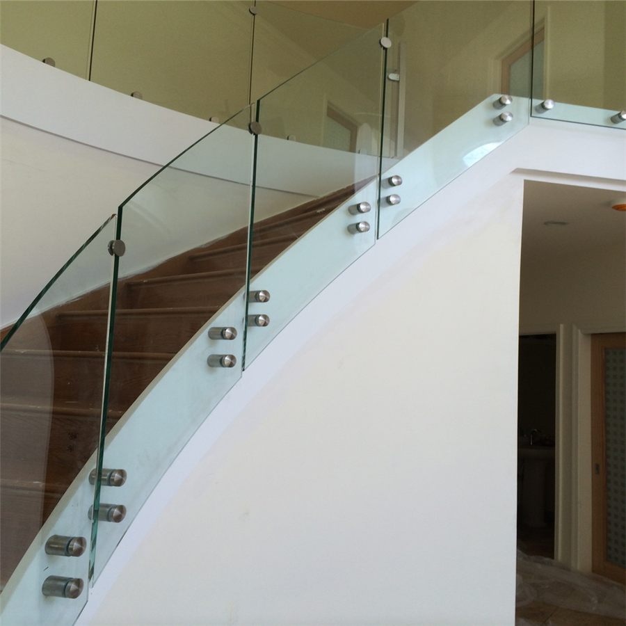 S-304 stainless steel tempered frameless glass standoff railing/ wall mounted glass standoff