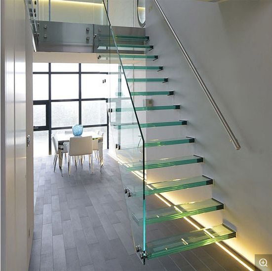 J-Hot sale LED glass stainless steel staircase straight
