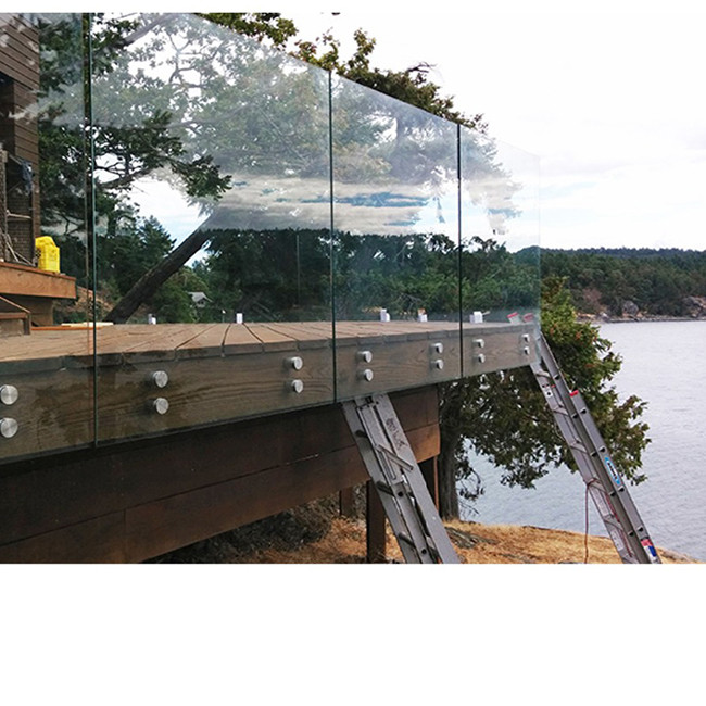S-Polish stainless steel standoff tempered glass railing at best price