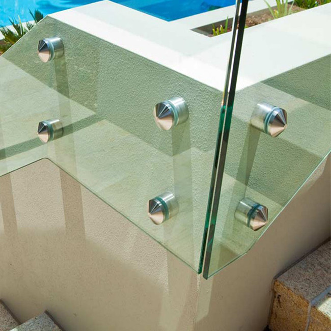 S-Frameless glass railing with standoff fittings