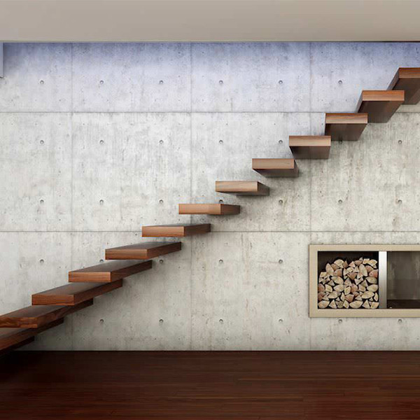 J-floating wooden stairs fashional for home decoration 