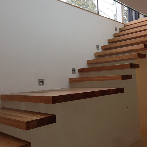 J- apartment building wood stairs design indoor floating stairs 